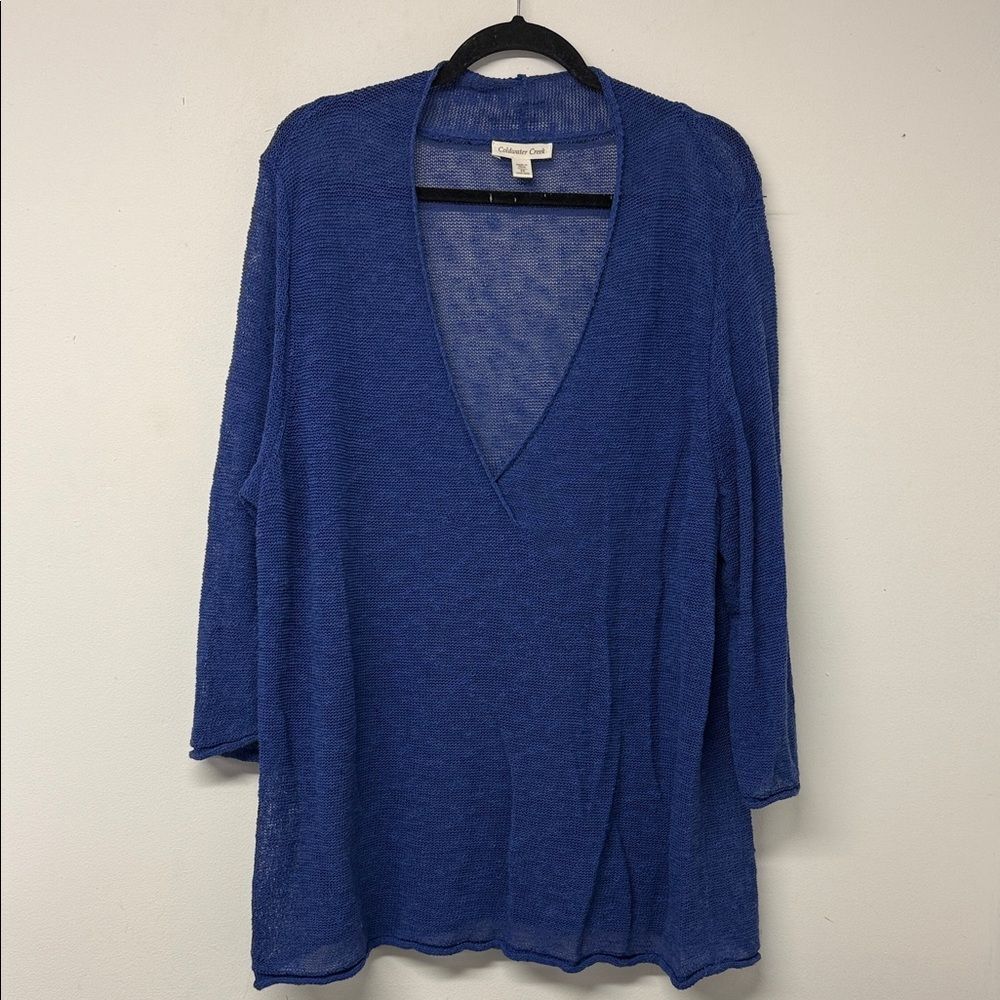 Coldwater Creek Mesh Knit Sweater in Blue